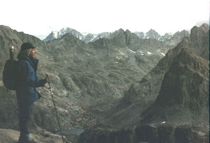 Mike Lilly On Mt Oeneis With Split Mtn and Peaklake