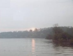 Sunset over flooded Seine
