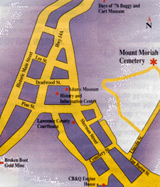 Map of Deadwood, SD