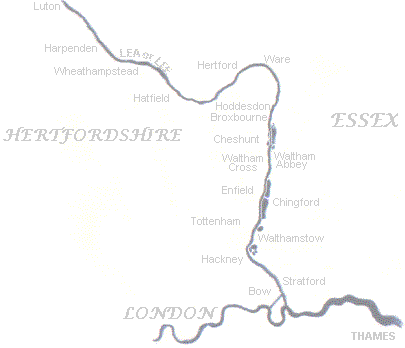 The River Lea or Lee from Luton to the Thames