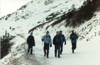 Hike back through the snow.