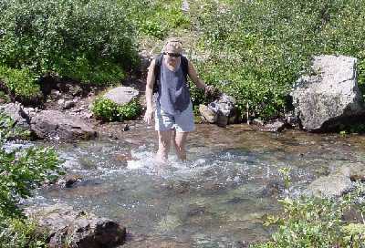 Linda crossing Maroon Creek