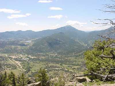 Twin Sisters and Estes Park from Deer Mtn., RMNP
