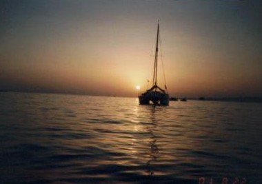 AfriCat anchored at Isla Tabarca, Spain