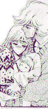Seiji, Nasutei, and a baby from 'Samurai Kids' volume 17