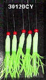 Fishing rig with fish skin, gel or streamer.