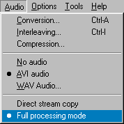 VirtualDub's Audio Menu