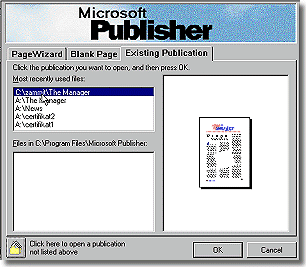 open existing publication