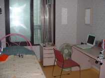 Bed, drawers, chair and desk