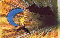 Link throws a boomerang at some bats