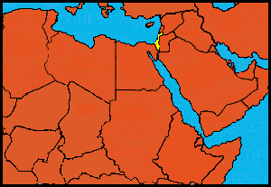 Israel size compared to surrounding 22 Arab nations