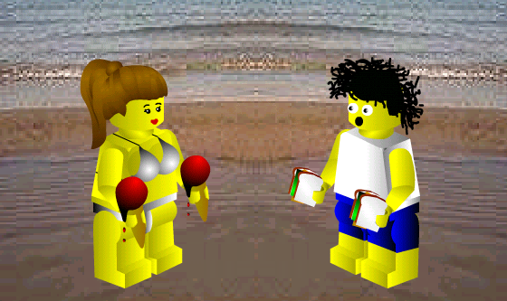 She knocks his glasses off.