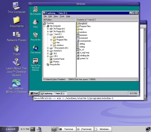 Windows session with Explorer