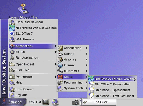 Gnome Menus after adding Win4Lin
