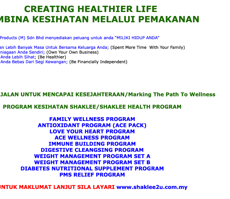 Click here to go to links (Shaklee products (M) Sdn Bhd)