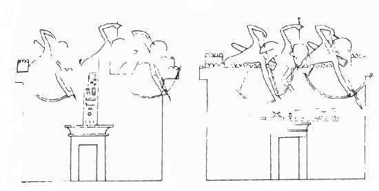 Figure i) The town of Hwt-Sha and the town of Ramesses III upon the mountain of Up-Ta; from the record of the year 11 Libyan invasion (after Nelson et al 1932:pl.70)