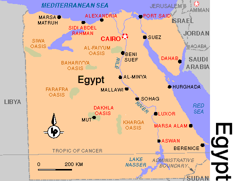 Map showing location of the Western Desert Oases