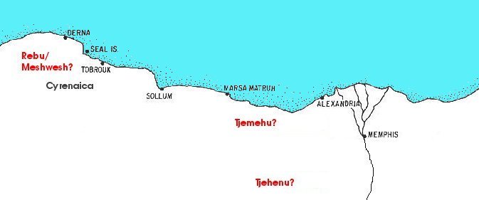 Proposed locations of the various Libyan tribes