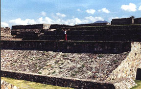 By the ball court at the 900 A.C. Zapotec city fortress of Yagul.