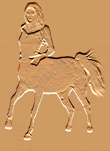 Tan embossed image of centauress