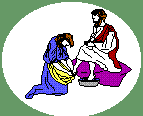 John 13:4 - Jesus washes feet of Disciples