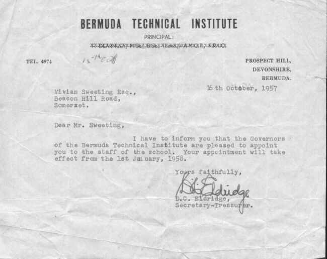 Mr. Sweetings letter of employement