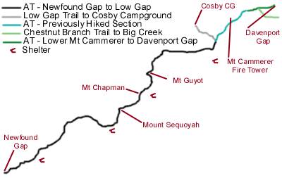 This map helps explain the two hikes.