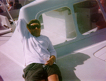 Rick enjoying the cruise over to Prickly Pear from St. Martin
