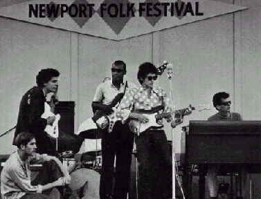 Al Kooper with Bob Dylan at Newport, 1965