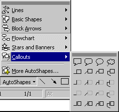 AutoShapes Callouts selections