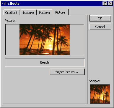 Format AutoShapes Fill Effects Box.