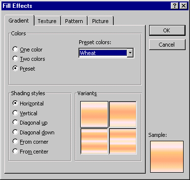 WordArt Fill Effects Wheat