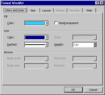 Format WordArt Dialog Box