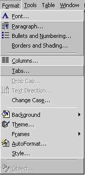 Format Drop-Down Menu