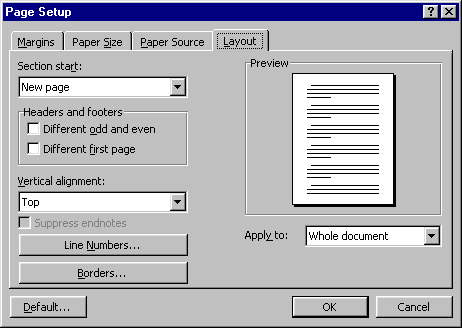 Page Layout dialog box