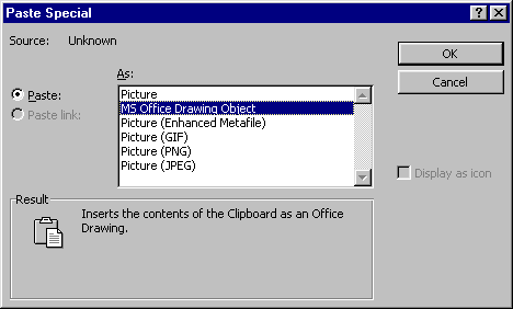 Paste Special Dialog Box