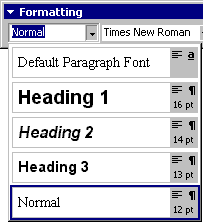 Styles Drop-Down Menu