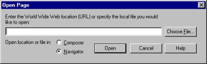 Open Page dialog box Netscape.