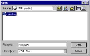 Open Page dialog box Netscape.