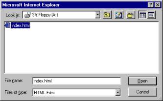 Open Page dialog box MSIE.