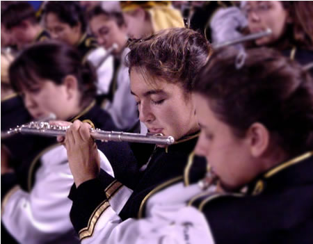 Annalisa Fichera playing the flute in the marching band. She has since graduated