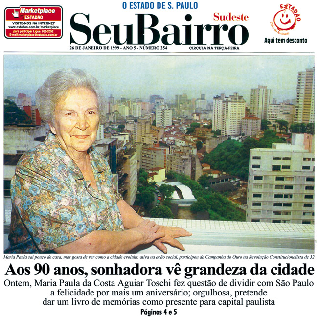 Maria Paula ao completar 90 anos.