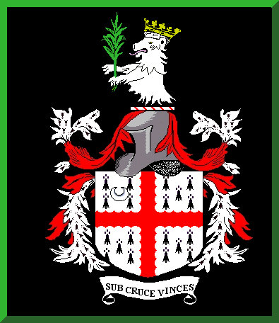 [Wykeham Norwood Arms: Ermine, a cross engrailed gules, a crescent for cadency.  Crest: A demi lion rampant erased argent, ducally crowned or, holding in the gambs a palm branch proper]