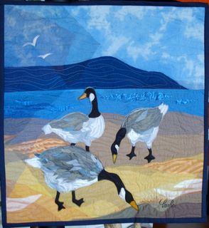 Textile art from "Endangered Species" by Jean Burke.