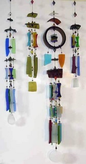 Recycled glass wind chimes by Donna Steele.
