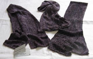 Chenille scarves with beading by Sandy Spiewak, currently for sale in the Alberta House shop 