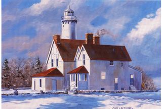 Point Iroquois Lighthouse, painting by Mary Demroske