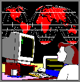 Woman Computer Worldmap